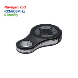 Vysielač 4-kanálový, 433/868MHz, plávajúci kód, čierny Vysielač 4-kanálový, 433/868MHz, plávajúci kód, čierny